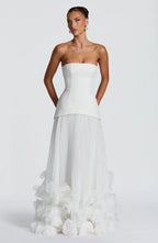 Loovay Rayovelle Strapless Maxi Jurk met Bloemdetails