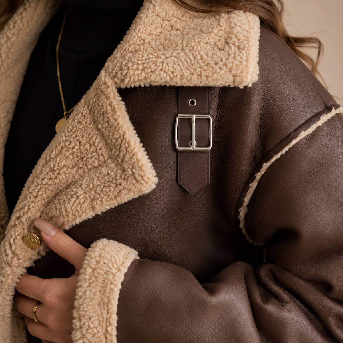 Loovay Danessa Biker Winterjas met Faux-Furvoering