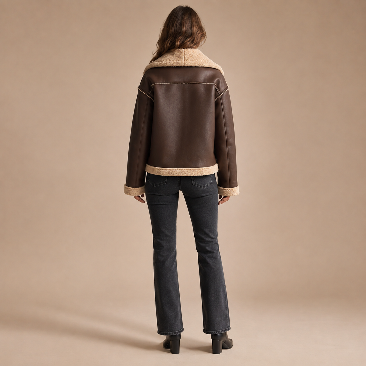 Loovay Danessa Biker Winterjas met Faux-Furvoering