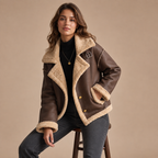 Loovay Danessa Biker Winterjas met Faux-Furvoering