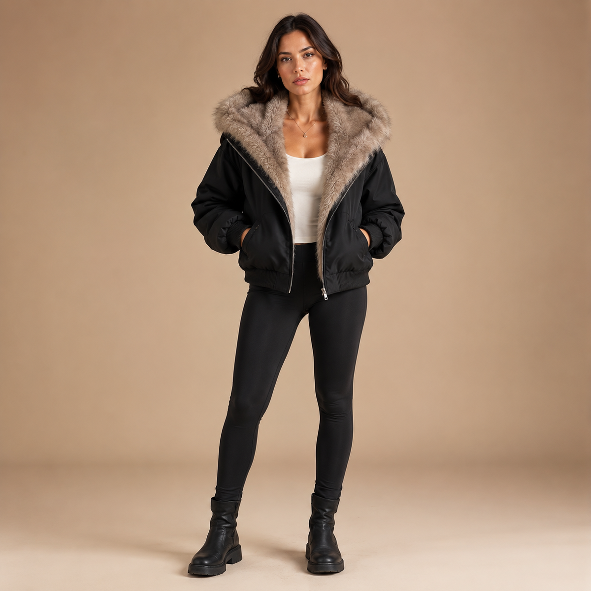 Loovay Tavira Korte Winterjas met Capuchon