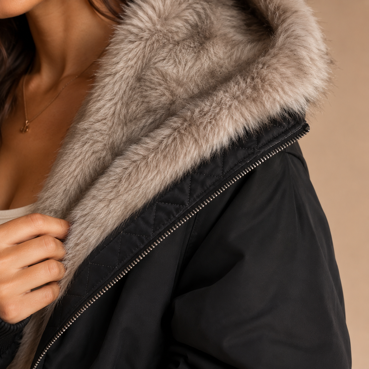 Loovay Tavira Korte Winterjas met Capuchon