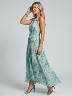 Loovay Verdelle, Halter Maxi Jurk met Bloemenprint