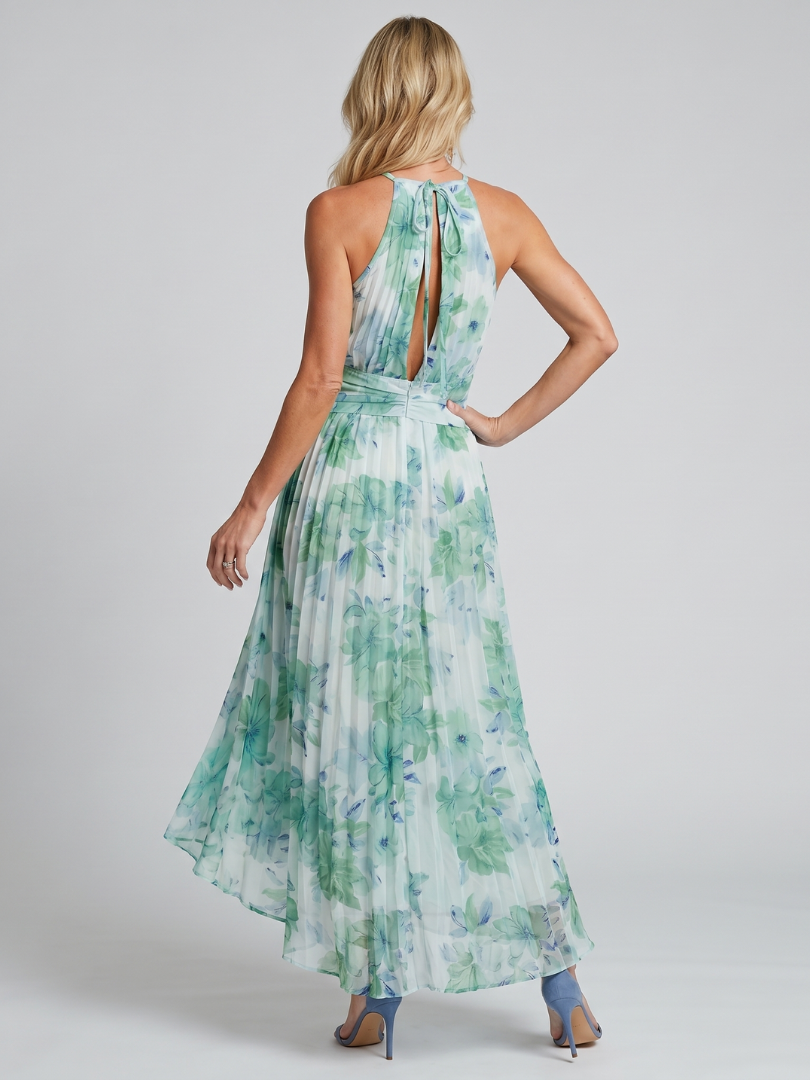 Loovay Verdelle, Halter Maxi Jurk met Bloemenprint