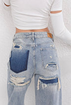 Loovay Denvira Vintage Ripped Jeans, Loose Fit